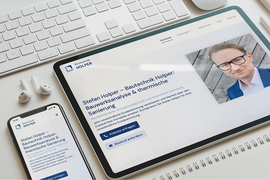 Bautechnik Holper Projektbeispiel Markendesign für Bautechnik Holper am Beispiel der Website